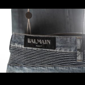BALMAIN Blue biker stretch jeans